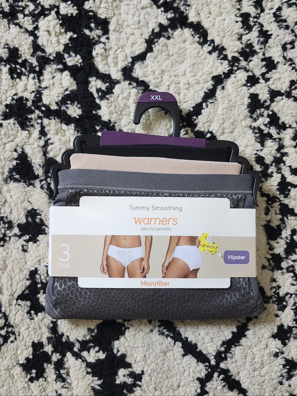 Warner's Microfiber Hipster Panties - Black, Gray, Beige (3-Pack)